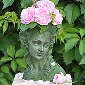 Для дома и интерьера handmade. Livemaster - original item Bust vase Antique Girl Moss Aged Concrete vase-head. Handmade.
