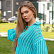 Джемпер поло "Бирюза" из чистого хлопка.  Ручная работа. Джемперы. Knittessa. Интернет-магазин Ярмарка Мастеров.  Фото №2