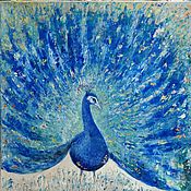 Картины и панно handmade. Livemaster - original item Oil painting with a peacock the grace of a peacock. Handmade.