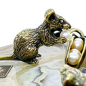 Фен-шуй и эзотерика handmade. Livemaster - original item Money magnet hoarding mice bronze, pearl, agate. Handmade.
