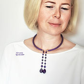 Украшения handmade. Livemaster - original item Open necklace made of natural amethyst and beads purple. Handmade.