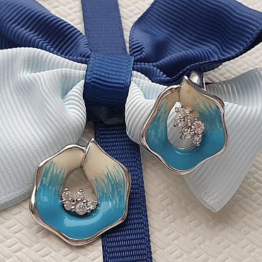 Украшения ручной работы. Ярмарка Мастеров - ручная работа Комплект серебро с эмалью  и цирконами. Handmade.