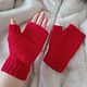 Заказать Митенки красного цвета вязаные женские Митенки из пуха норки. ArtKnitDesign Свитера Уизли. Ярмарка Мастеров. . Митенки Фото №3