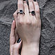 Кольцо: серебро минимализм  камнем карборунд    "Метеор Куб". Кольца. BIHAYNA. Ярмарка Мастеров.  Фото №6