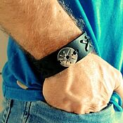 Украшения handmade. Livemaster - original item Leather Compass Bracelet with Unisex Weave. Handmade.