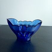 Винтаж handmade. Livemaster - original item Vase fruit bowl candy bowl blue glass. Handmade.