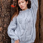 Одежда handmade. Livemaster - original item Jerseys: Women`s grey raglan sweater knitted jumper for women in stock. Handmade.