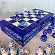 Chess made of wood 'Gzhel rose', hand-painted. Chess. Anna Fekolkina chess-souvenirs. Online shopping on My Livemaster.  Фото №2