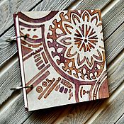 Канцелярские товары handmade. Livemaster - original item Sketchbook wood cover 16x16sm "Tiling 2". Handmade.