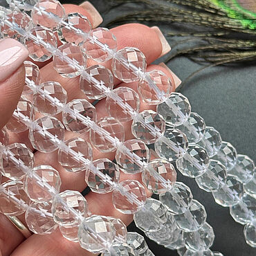 Материалы для творчества ручной работы. Ярмарка Мастеров - ручная работа Бусины ГОРНЫЙ ХРУСТАЛЬ шар грань 10 мм, нить. Handmade.