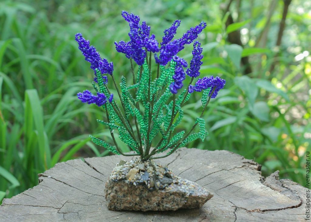 Лаванда из бисера пошагово с фото