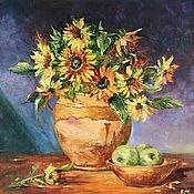 Картины и панно handmade. Livemaster - original item Oil painting still life with sunflowers. Handmade.