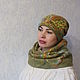 Валяный комплект шапочка + снуд ..Оливковый. Шапки. Наталья Литош (Alica69). Интернет-магазин Ярмарка Мастеров.  Фото №2