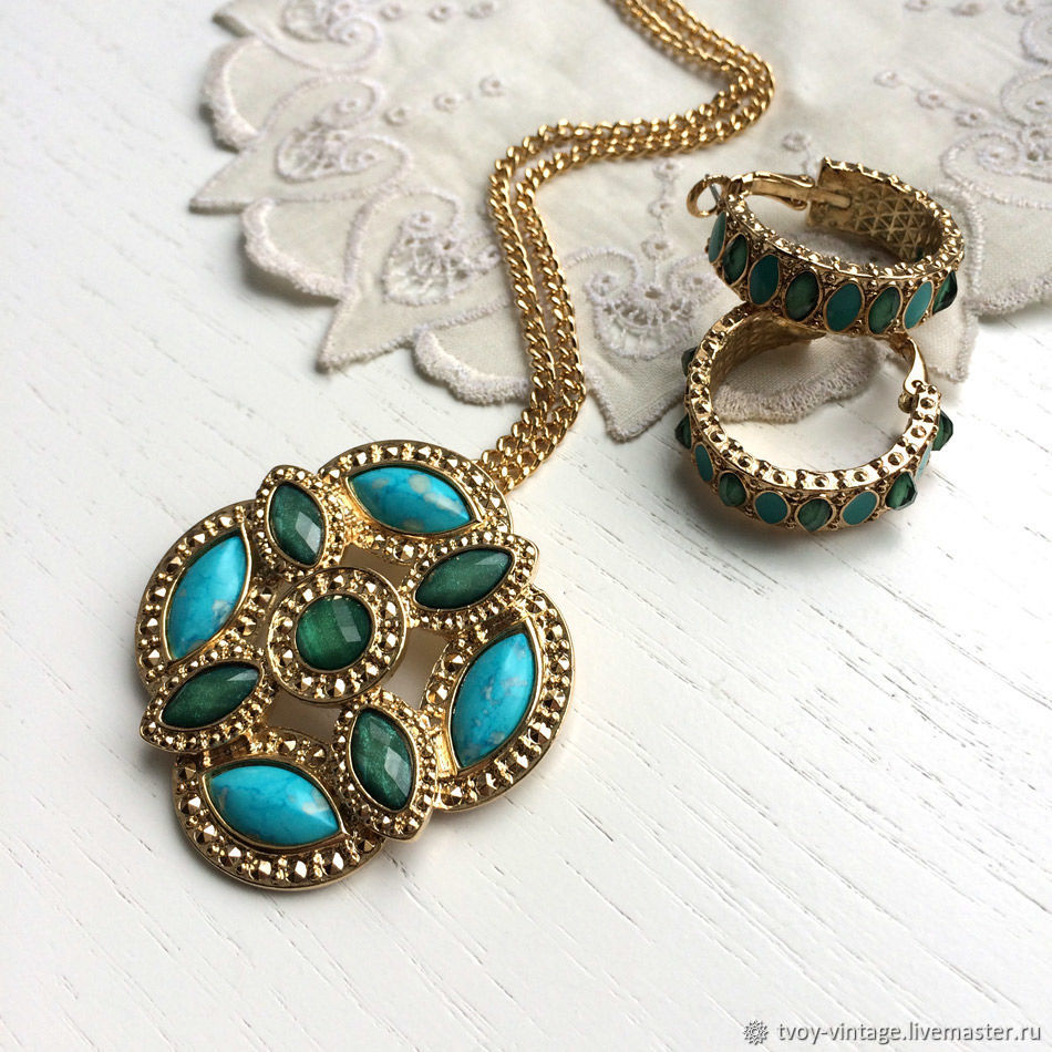 Винтаж: Серьги позолота 1928 Jewelry "Калифорнийская мозаика" эмаль ...