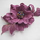 Order Jewelry made of leather.Brooch pin purple flower PREMIUM. Irina Vladi. Livemaster. . Brooches Фото №3
