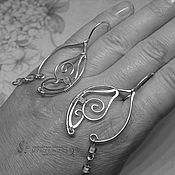 Украшения handmade. Livemaster - original item Silver-plated wire Ring Earrings with Butterfly Beads. Handmade.