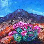 Картины и панно handmade. Livemaster - original item Cactus Oil Painting! Mountains, Prickly pear Engelmann.. Handmade.