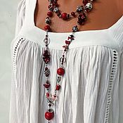 Украшения handmade. Livemaster - original item Jewelry from natural stones. Red long boho beads. Handmade.