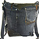Order Unique shoulder bag made of leather and denim Boho bag with valve. Modern and vintage embroidery. Livemaster. . Crossbody bag Фото №3