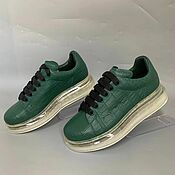Обувь ручной работы handmade. Livemaster - original item Sneakers made of genuine crocodile leather, in green color.. Handmade.