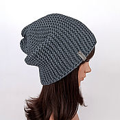 Аксессуары handmade. Livemaster - original item Beanie hat knitted Hooligan Gray. Handmade.