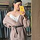 Кардиган женский вязаный из мохера и шерсти коричневый бежевый лето, Кардиганы, Вологда,  Фото №1