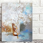Картины и панно handmade. Livemaster - original item Warm frost - oil painting with a delicate bouquet. Handmade.