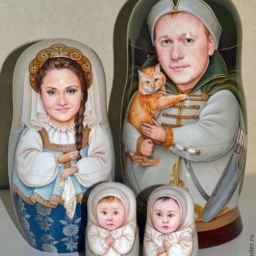 Матрешки ручной работы. Ярмарка Мастеров - ручная работа Портретная матрешка "Молодожены". Handmade.