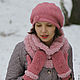 Order Women's hat beret Snood scarf warm mittens knitted set for winter. Джемпера, шапки, палантины от 'Azhurles'. Livemaster. . Mittens Фото №3