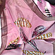 Винтаж: Розовый шелковый платок с перьями. Платки винтажные. Irina-ekw. Ярмарка Мастеров.  Фото №6