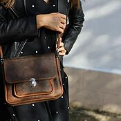 Сумки и аксессуары handmade. Livemaster - original item Brown leather women`s bag, messenger bag. Handmade.