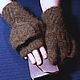 Order Men's knitted mittens-transformers Bitter chocolate. Warm Yarn. Livemaster. . Mittens Фото №3