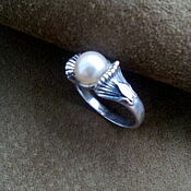Винтаж handmade. Livemaster - original item Vintage rings: silver ring with pearl. Handmade.