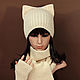 Set: hat with ears, scarf, knitted women's mitts. Caps. Space Cat Knitting. Online shopping on My Livemaster.  Фото №2