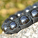 Shamballa bracelet leather hematite stone. fashionable bracelet
