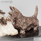 Для дома и интерьера handmade. Livemaster - original item Bronze dog Terrier with calcite and pyrite on March 8. Handmade.