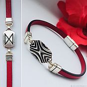 Украшения handmade. Livemaster - original item Bracelet with runoy Dagaz, silver, leather, handmade. Different colors. Handmade.