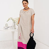 Одежда handmade. Livemaster - original item Linen floor-length dress with embroidery natural color. Handmade.