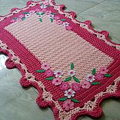 Для дома и интерьера handmade. Livemaster - original item Rectangular Multicolored Knitted Cord Rug Floral. Handmade.
