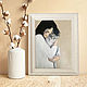 A girl and a cat, a painting with a pet, an oil portrait in a frame, Pictures, St. Petersburg,  Фото №1