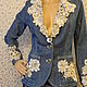 Denim jacket with Lace trim. Boho style. Suit Jackets. Galina Belokon. Online shopping on My Livemaster.  Фото №2
