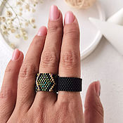 Украшения handmade. Livemaster - original item Snake print ring made of Japanese beads. Handmade.