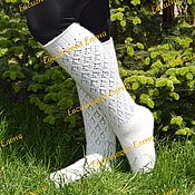 Аксессуары handmade. Livemaster - original item Knee: Wool openwork knee socks for women. Handmade.