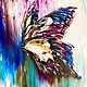 Painting with an interior butterfly. Purple 3D butterfly in the bedroom, Pictures, Moscow,  Фото №1