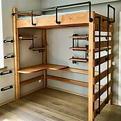 Для дома и интерьера handmade. Livemaster - original item Loft bed for a teenager with shelves and a Loft-style table. Handmade.