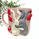 Mug with decor lovers bunnies made of polymer clay delicious mug, Mugs and cups, St. Petersburg,  Фото №1