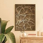 Картины и панно handmade. Livemaster - original item Interior Painting Ginkgo Leaves Minimalist Painting. Handmade.
