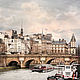 Photo painting for the interior of Paris ` Along the river with the clouds `. Hay. View of the Pont Neuf and the Quai des orfèvres Quay. Paris (Paris, Pont-Neuf) - Elena Anufrieva
