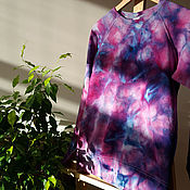 Одежда handmade. Livemaster - original item Sweatshirts: Hand painted Taidai Blue Purple S. Handmade.