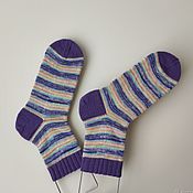 Разноцветные вязаные носки ,  антрацит ( шерсть ) 38-40 размер